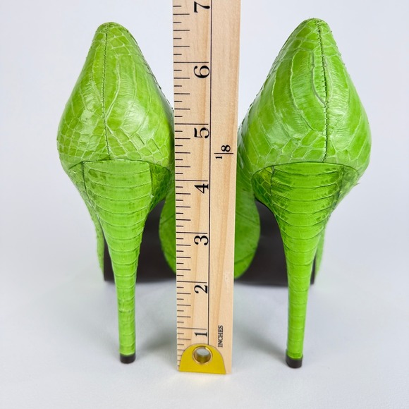 Lauren Ralph Lauren Kailee Green Size 7 Snakeskin Pointed Toe Stiletto Heel - Picture 5 of 12